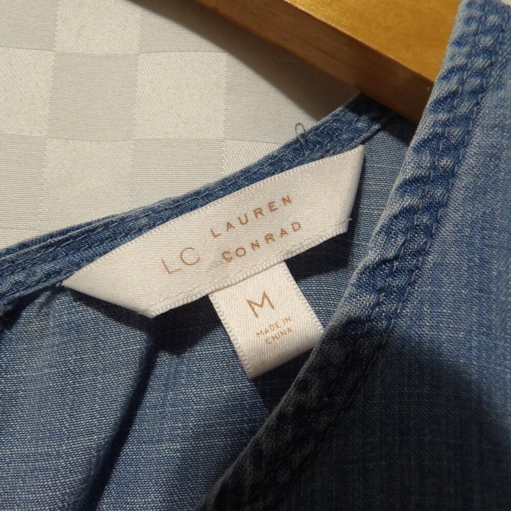 LAUREN CONRAD Denim Cold Shoulder Blouse | M - Picture 4 of 5